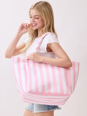 BRAND NEW:Cabana Terry Tote - Pink/White